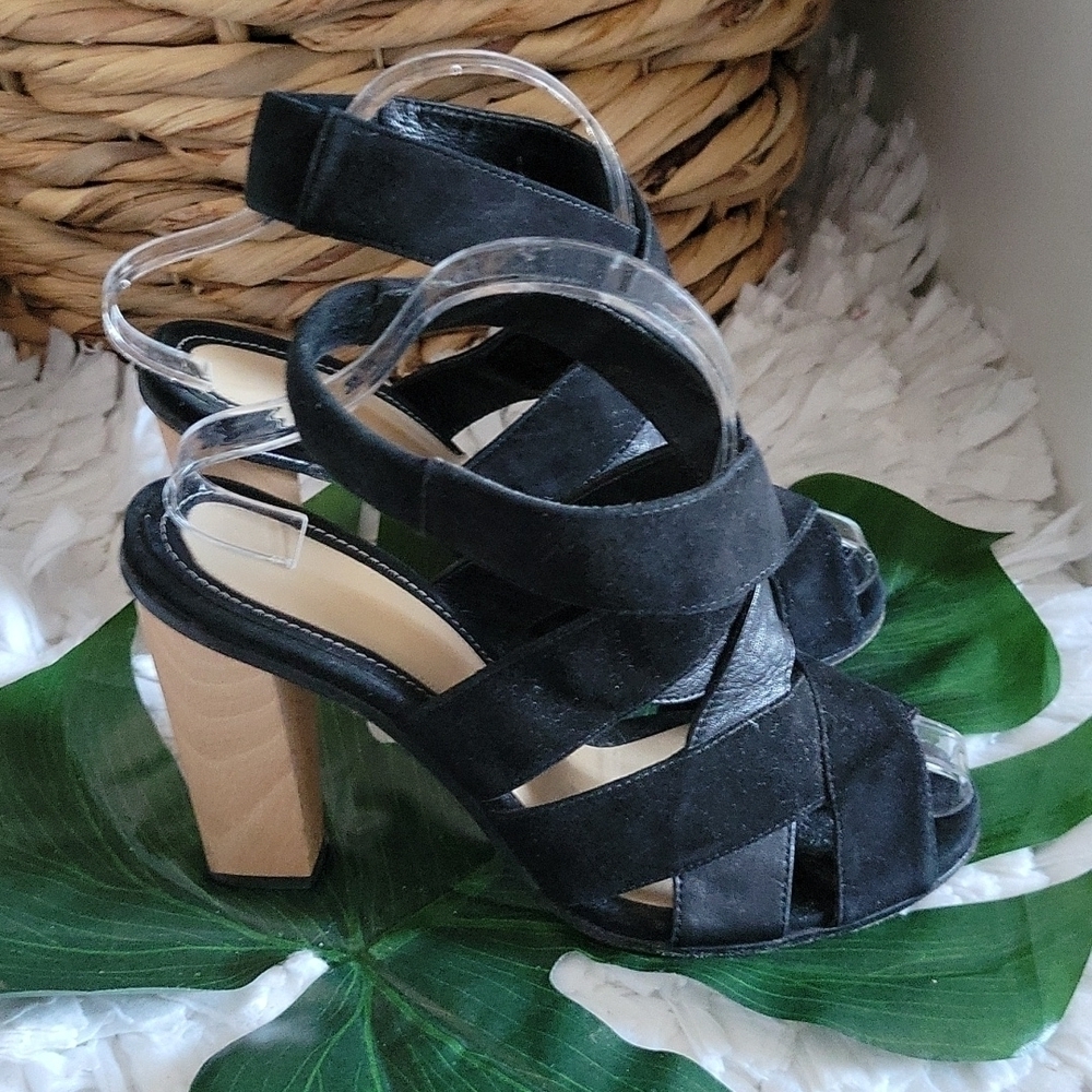 Max & co. Black Leather strappy heels Summer Shoes Size 39